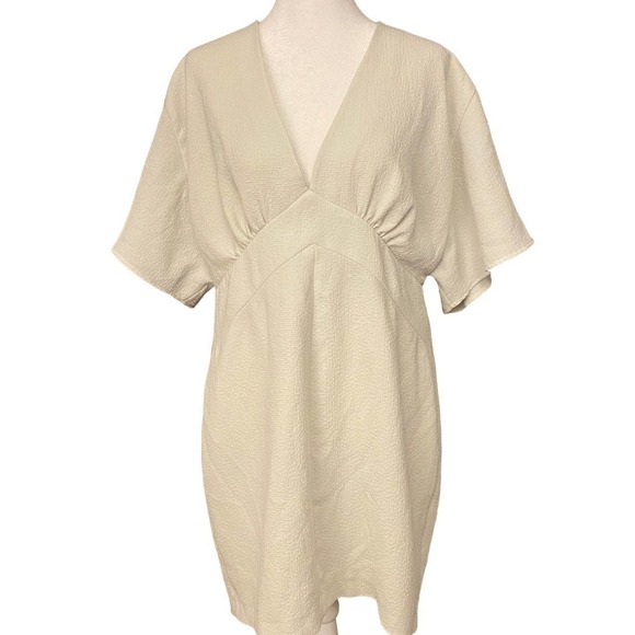 Hoss Intropia White Batwing V Neck High Waist Shift Dress Size 44 / 8 us - Picture 1 of 9